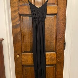 Gently worn urban outfitters black dress, cinched waist, criss cross maxi